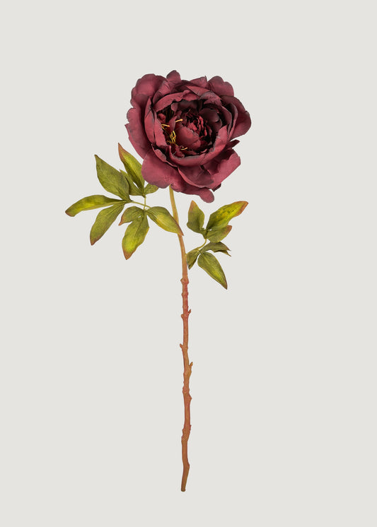 Smokey Plum Purple Fake Peony Flower - 24"