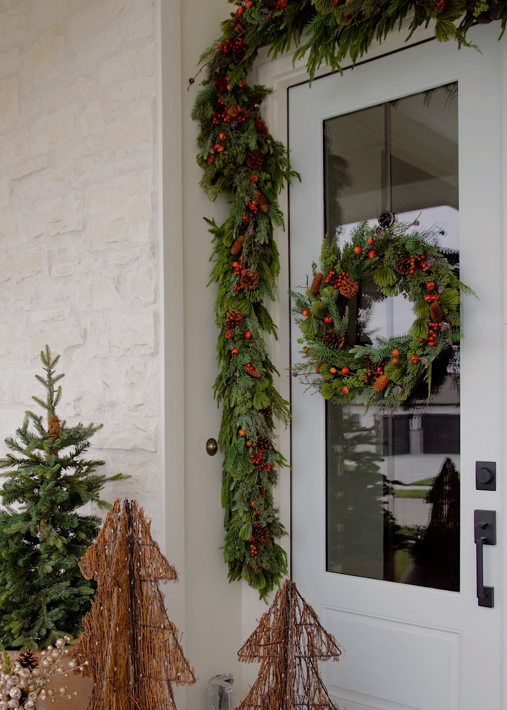 Festive Winter Pine and Pod Wreath - 24"