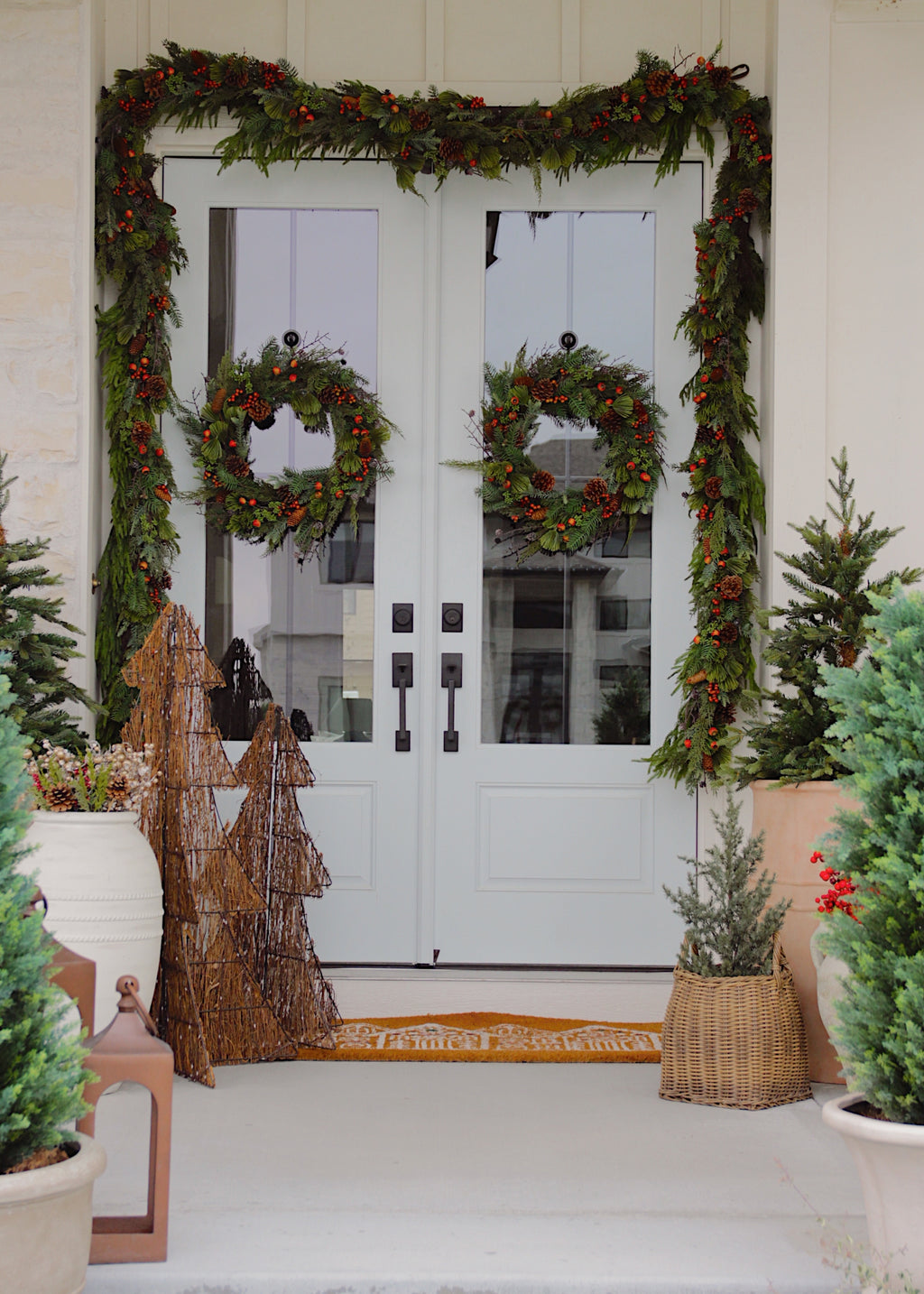 Festive Winter Pine and Pod Wreath - 24"