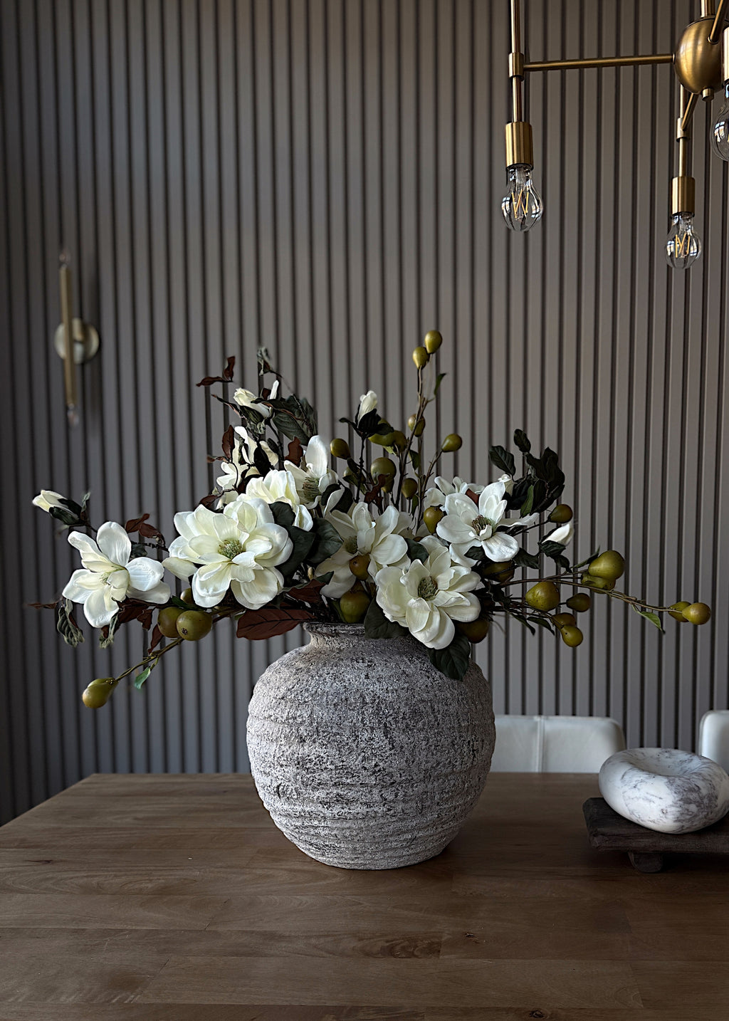 Artificial Blooming Magnolia Branch in Cream - 38"