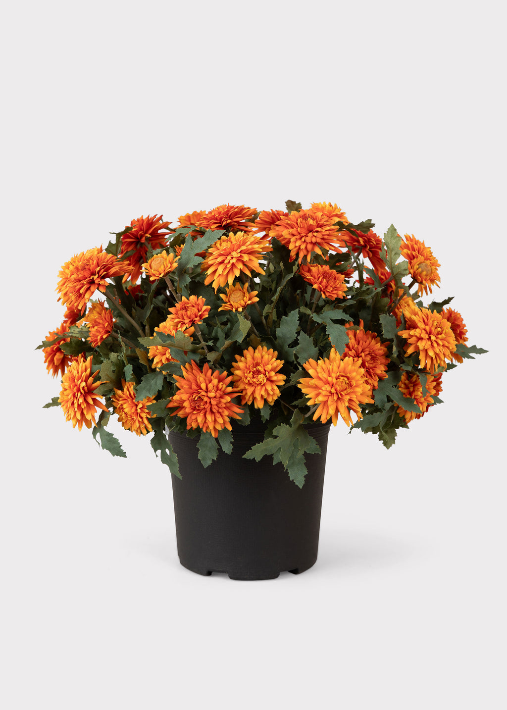 UV Treated Indoor/Outdoor Potted Fake Fall Orange Mums - 17"