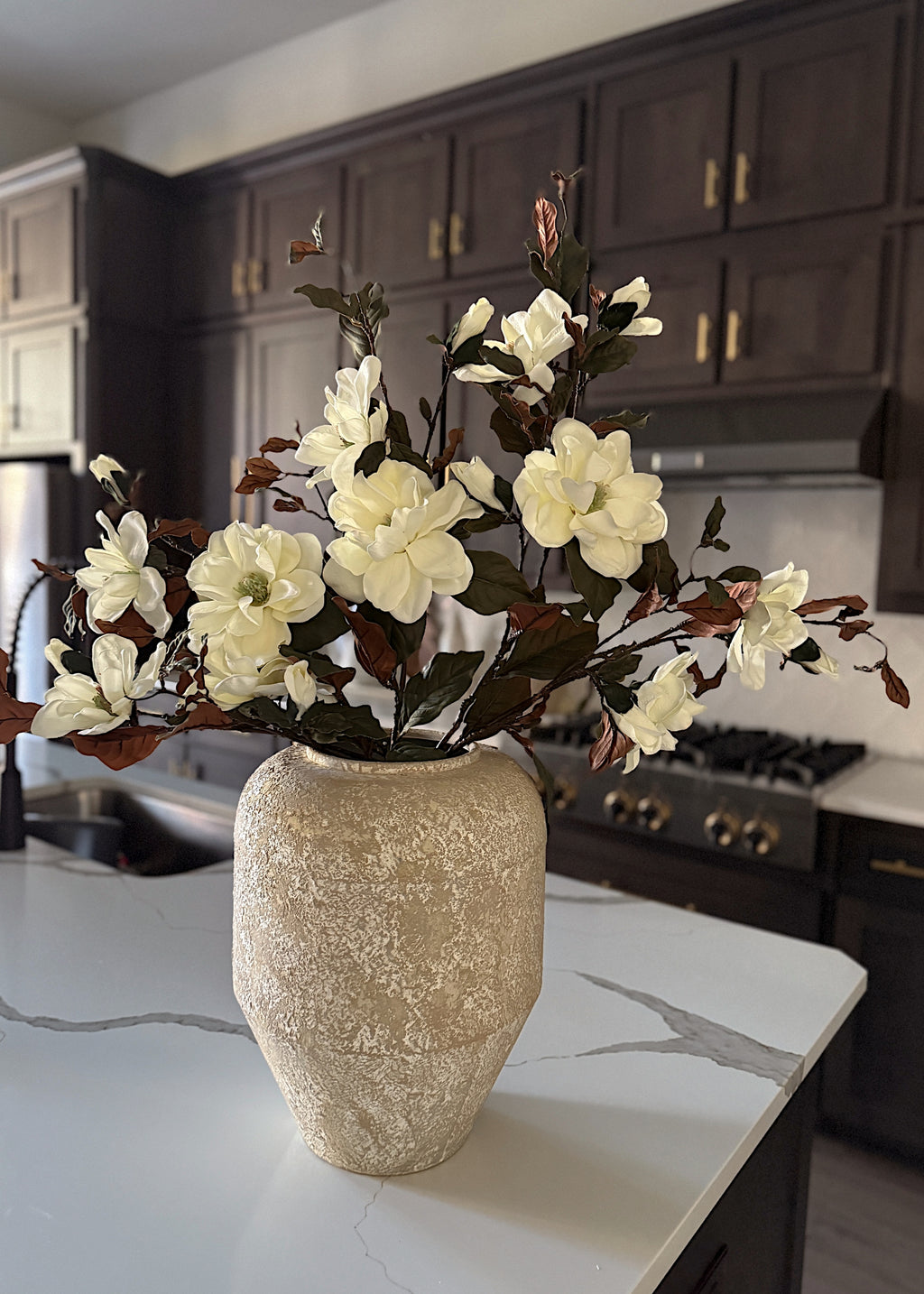 Artificial Blooming Magnolia Branch in Cream - 38"
