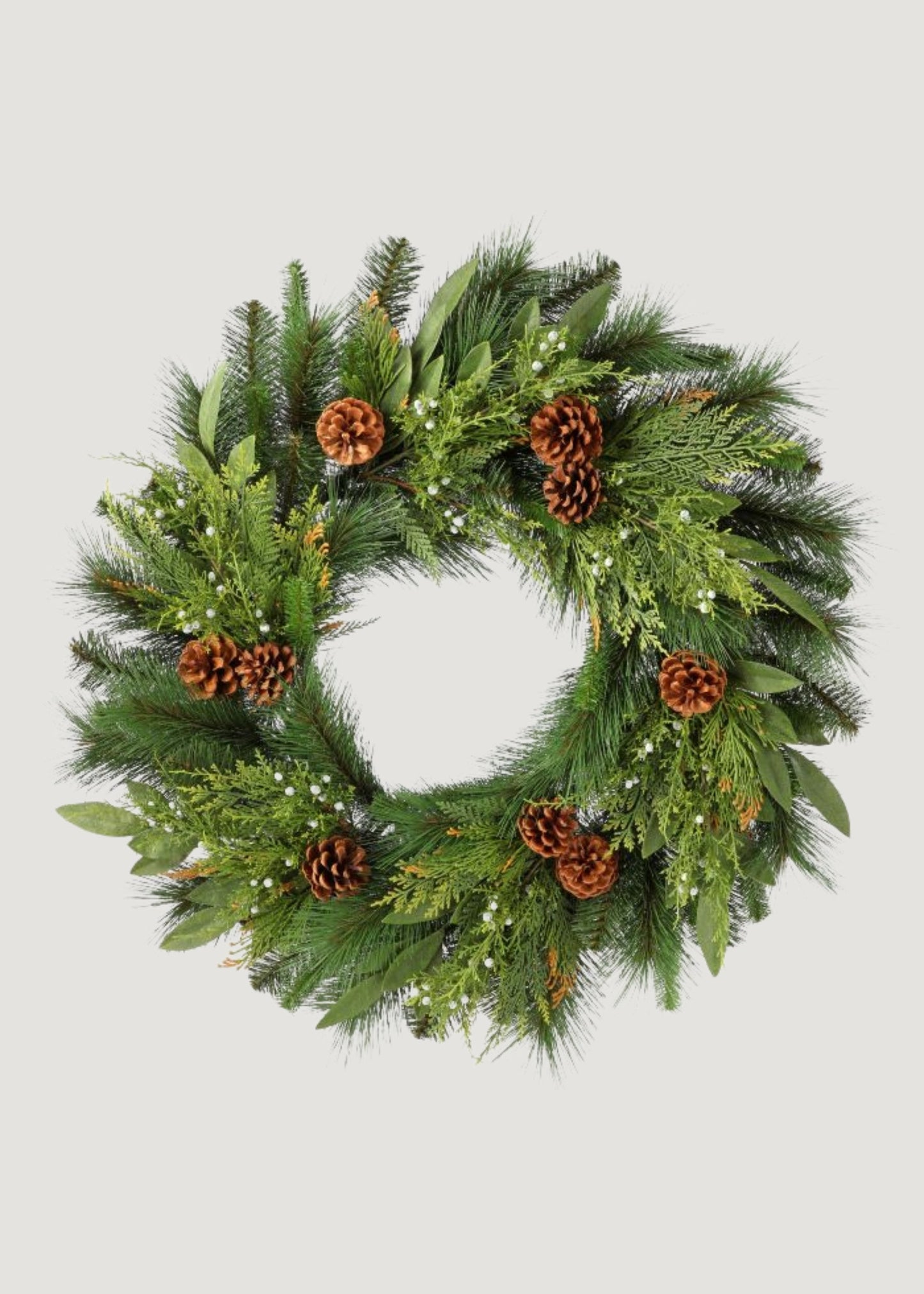 Artificial Juniper and Cedar Winter Wreath with Cones - 30"