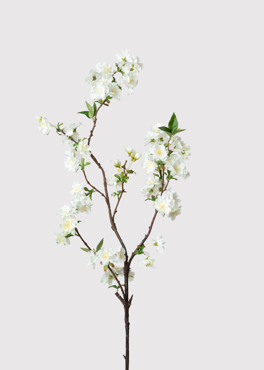 Cream White Artificial Cherry Blossom Branch - 36"