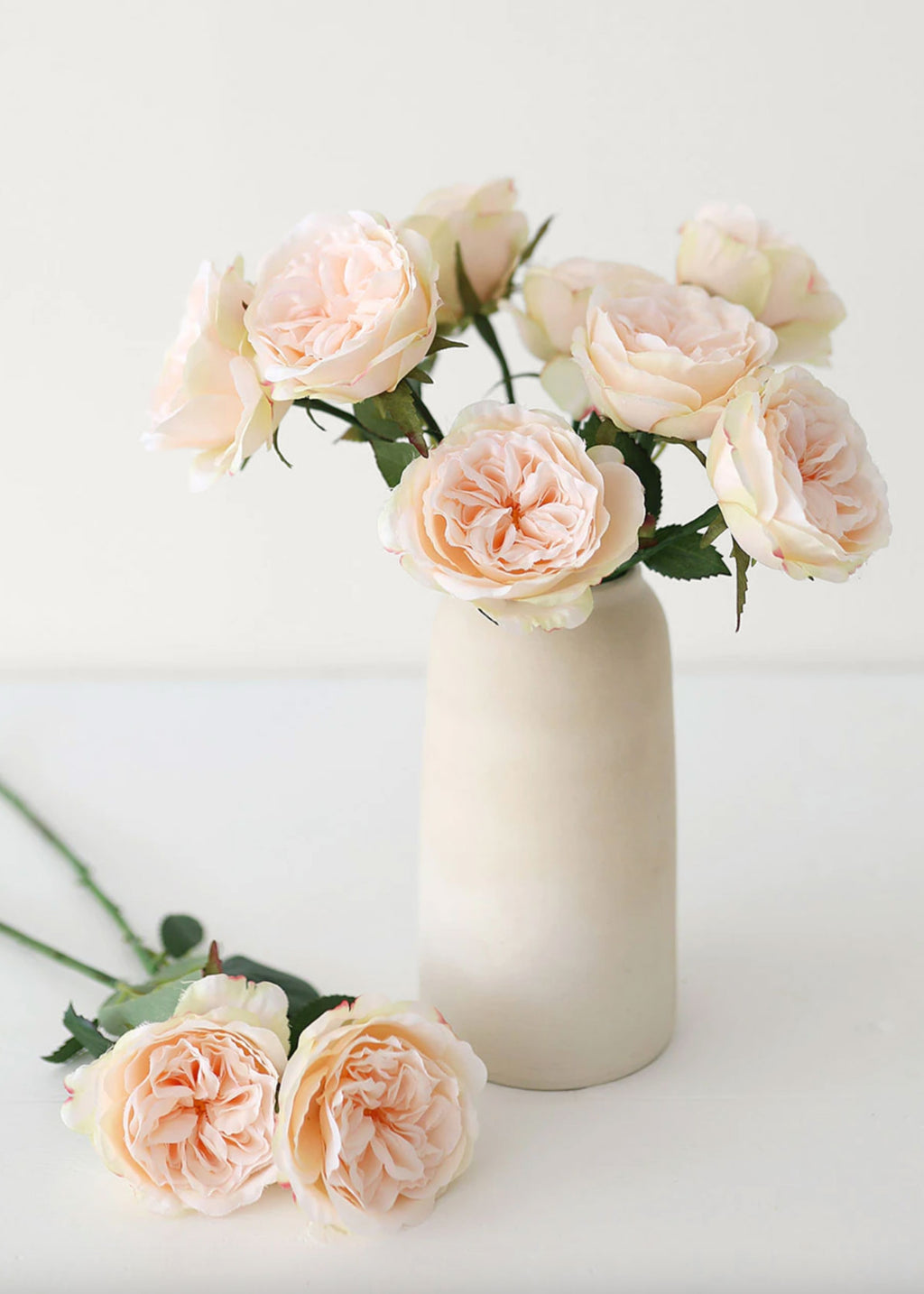 Fake English Cabbage Rose in Pink Apricot - 20.5"