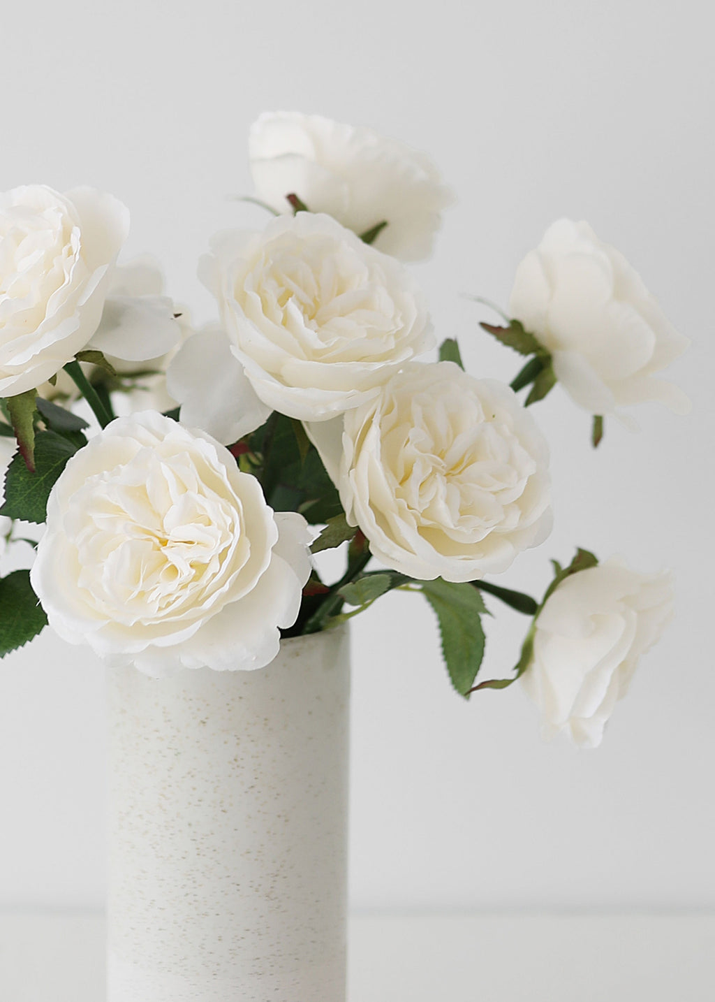 White Fake English Cabbage Rose - 20.5"