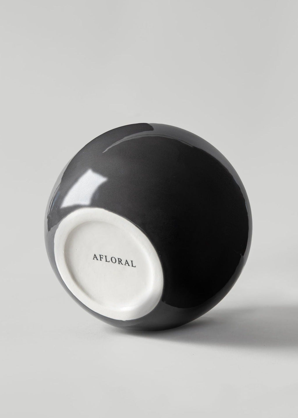 Small Round Ceramic Vase in Glossy Smoked Taupe - 8"
