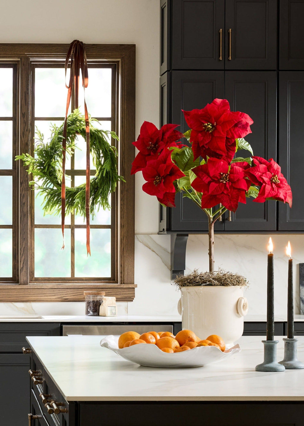 SALE - Faux Tabletop Poinsettia Tree - 36"