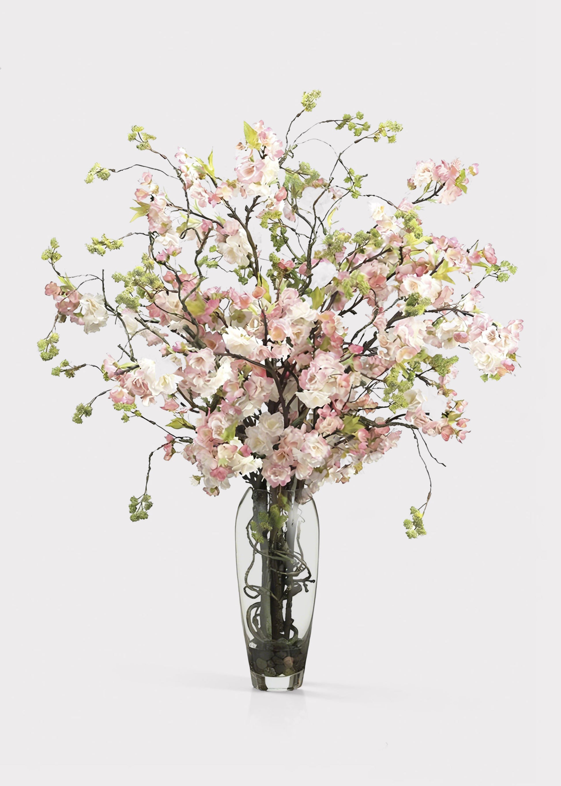 Pink Artificial Cherry Blossom Arrangement in Glass Vase - 35"