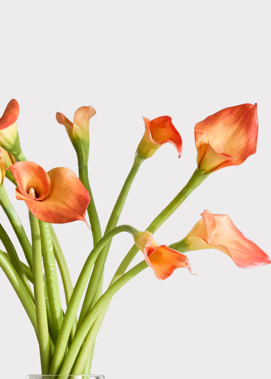 Orange Artificial Calla Lily Arrangement in Glass Vase - 30"
