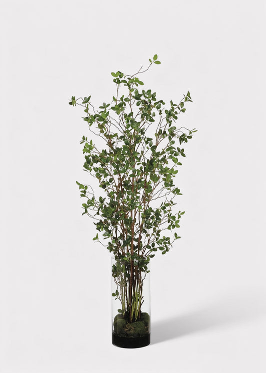 Artificial Tree Plant in Glass Cylinder Vase - 60"