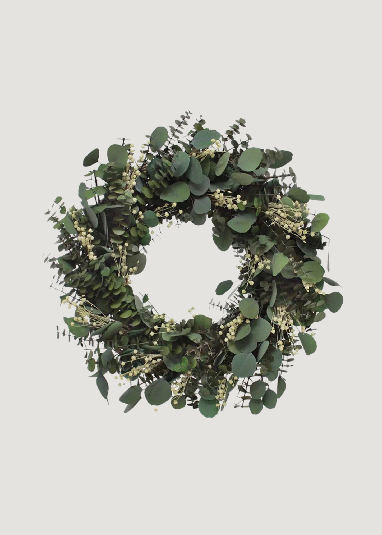 Preserved Eucalyptus Leaf and Flax Wreath - 22"