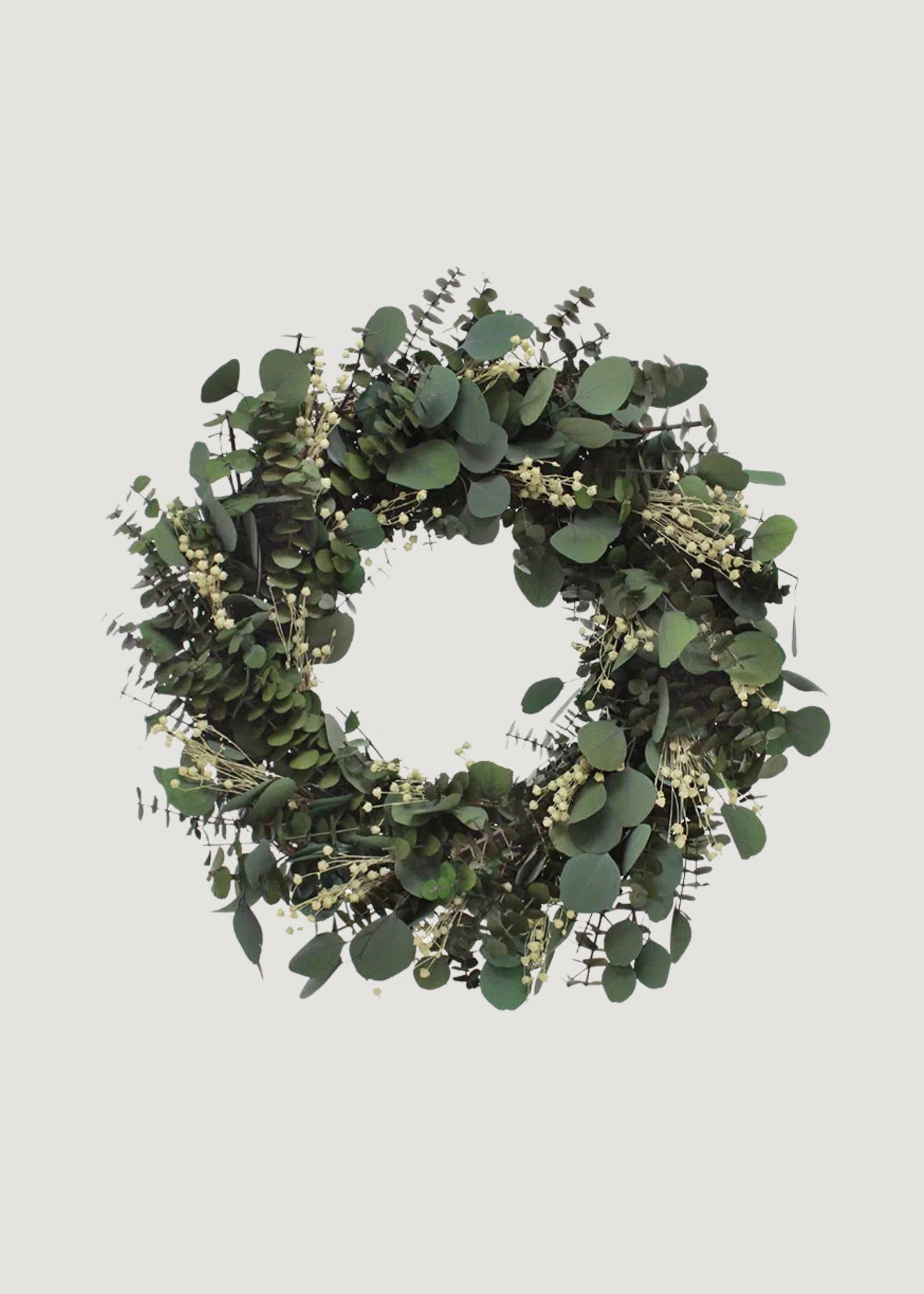 Preserved Eucalyptus Leaf and Flax Wreath - 22"