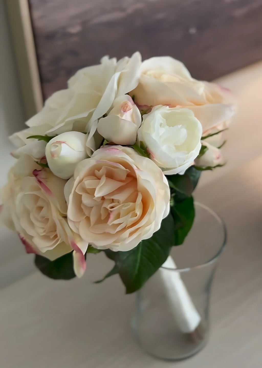 Destination Wedding Bouquet of Cream  Roses - 13"
