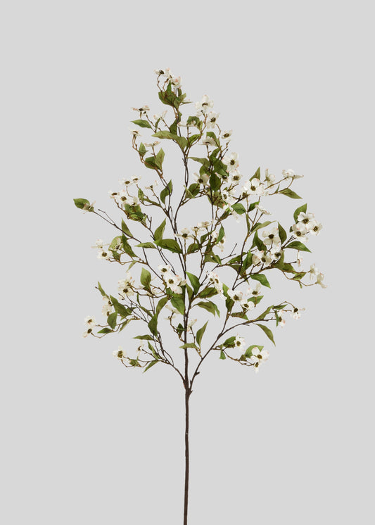 White Artificial Dogwood and Ivy Blooming Branch - 42"