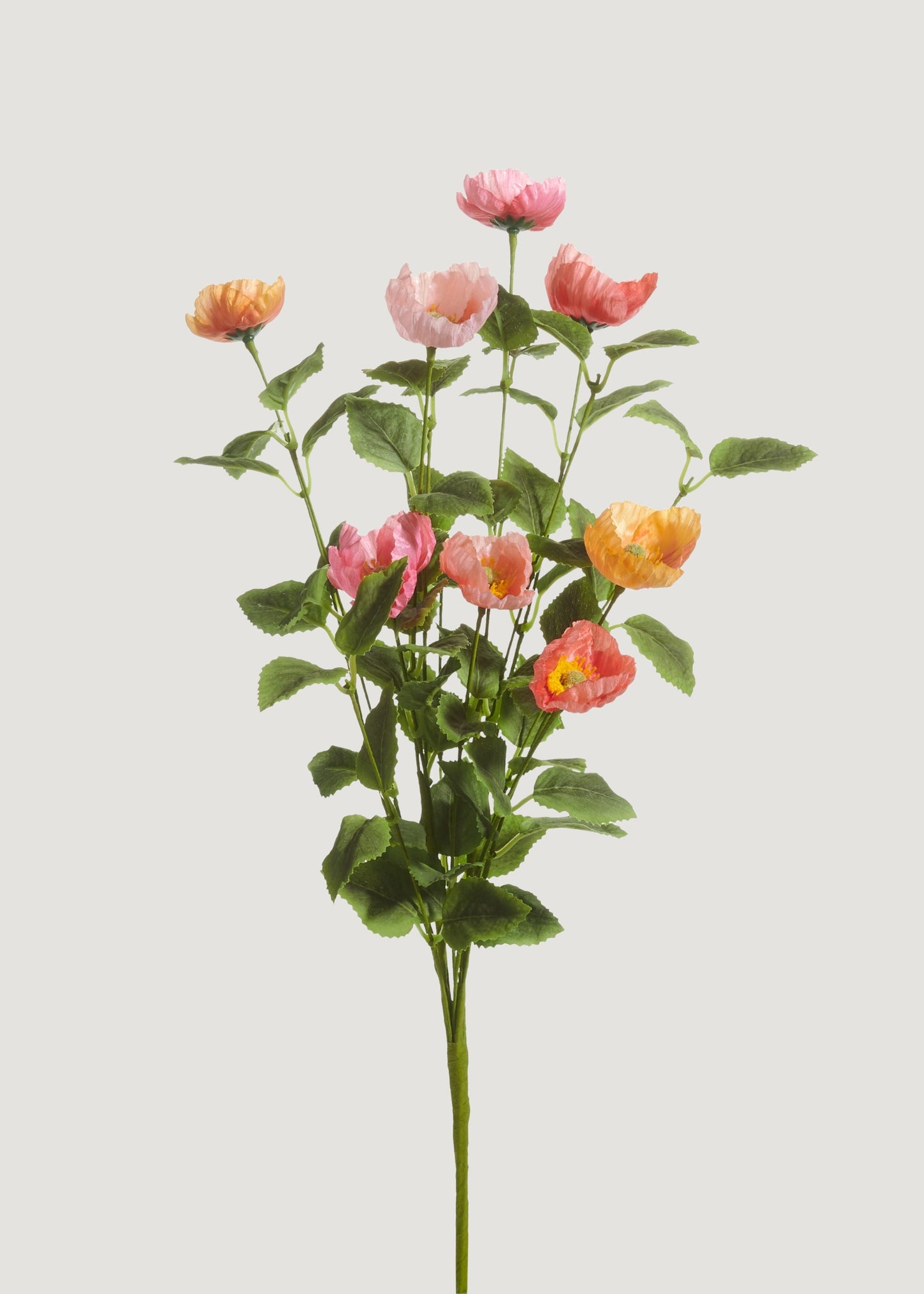 Artificial Poppy Flower Bush in Pink and Coral - 21.5"