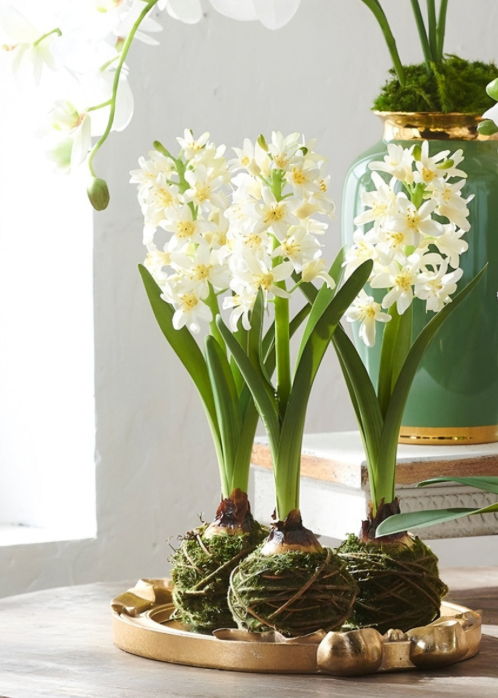 White Fake Blooming Spring Hyacinth Drop-In Plant - 15"