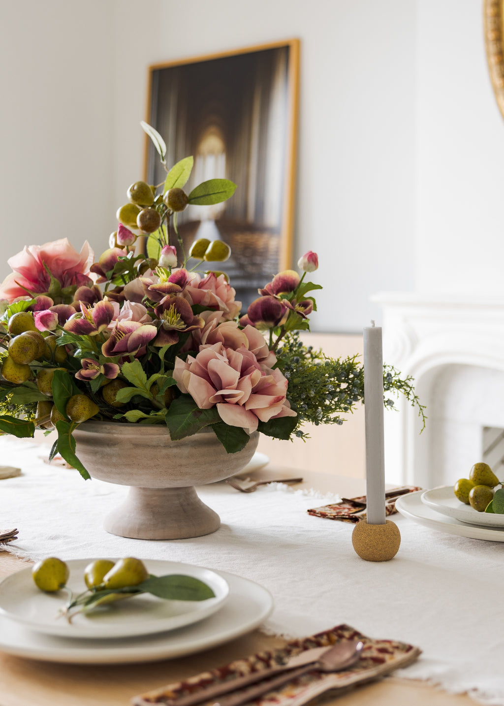 Green Burgundy Artificial Helleborus Flower - 22"