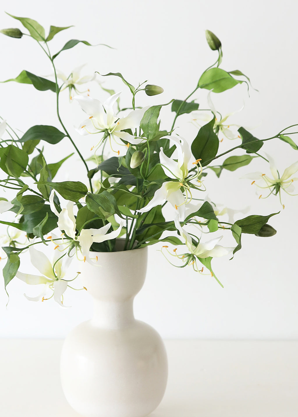 Tropical Fake Gloriosa Lily in Cream White - 34"