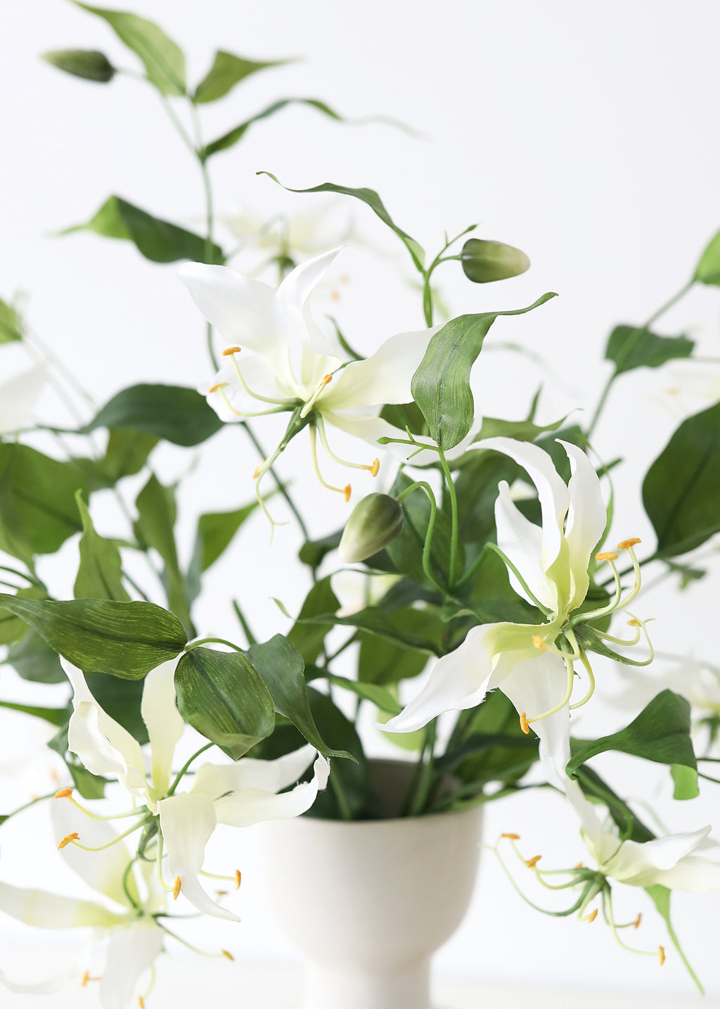 Tropical Fake Gloriosa Lily in Cream White - 34"