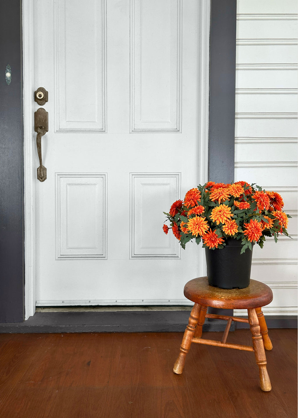 UV Treated Indoor/Outdoor Potted Fake Fall Orange Mums - 17"