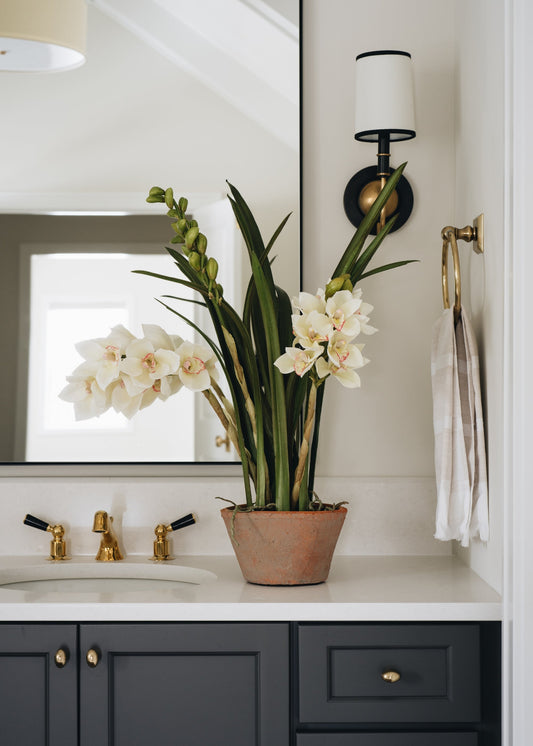 Artificial Cymbidium Orchid Potted Arrangement - 17"