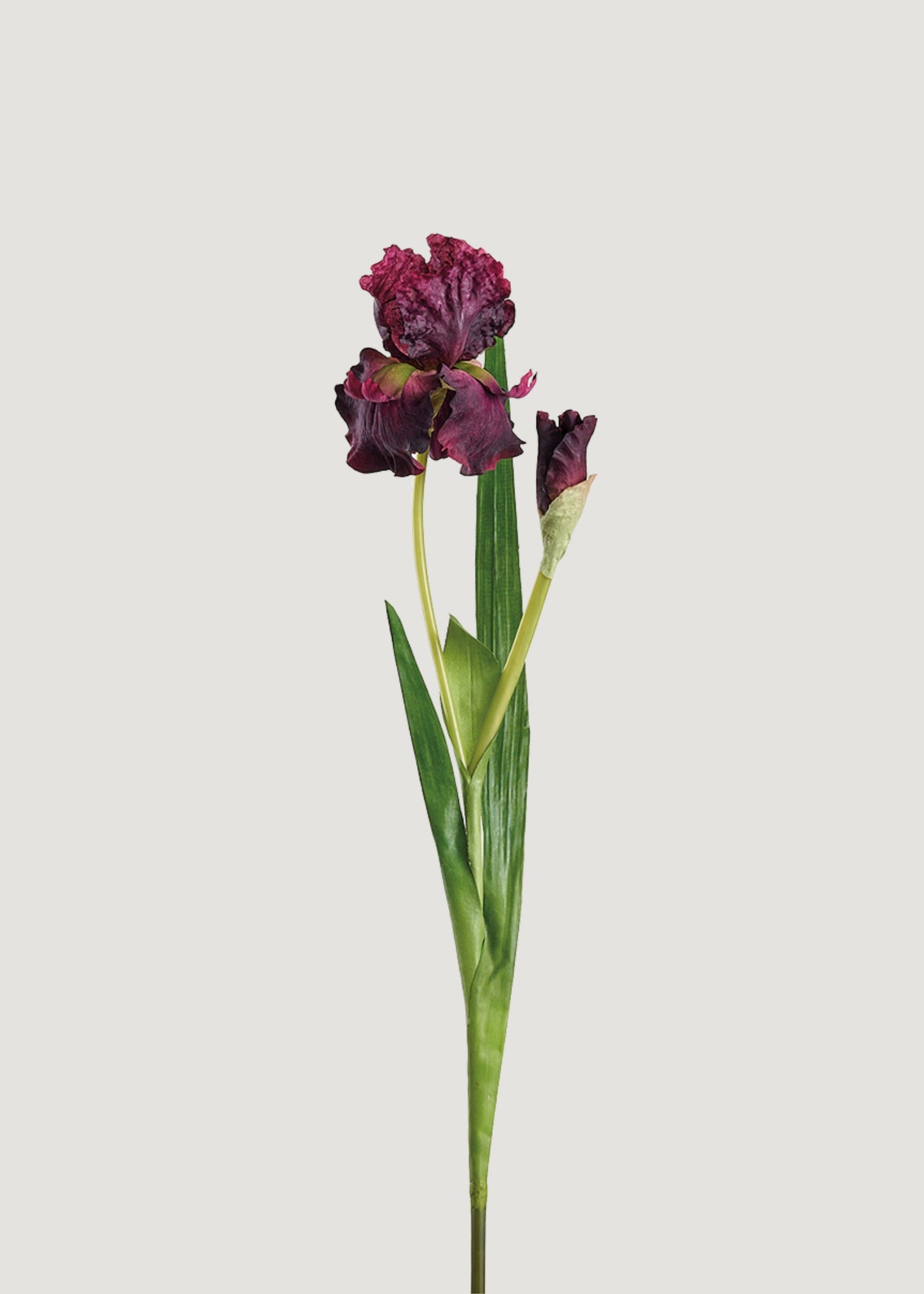 Deep Plum Purple Artificial Iris Flower - 37"
