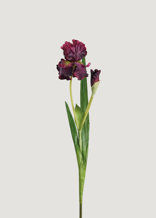 Deep Plum Purple Artificial Iris Flower - 37"