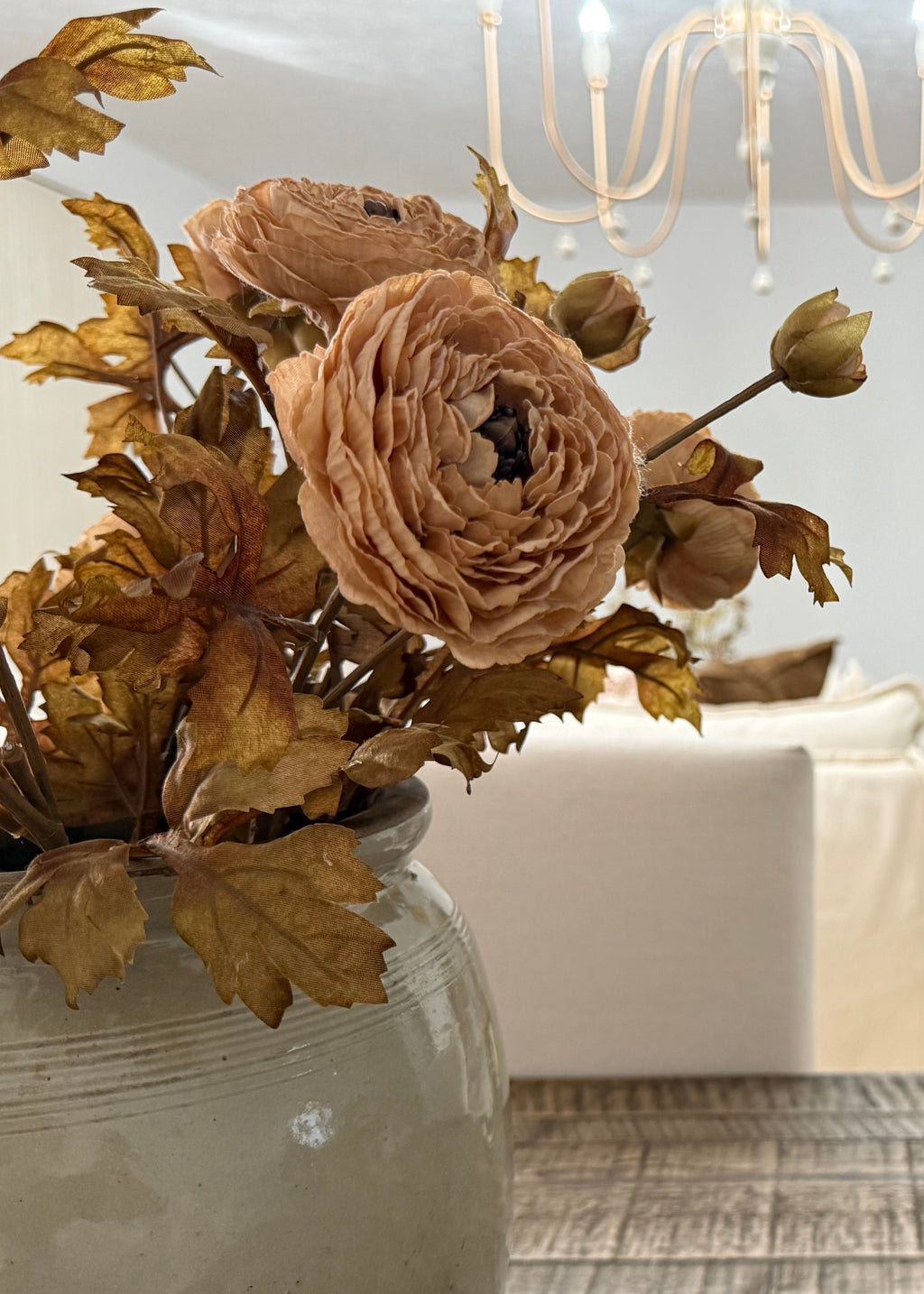 Autumn Beige Artificial Ranunculus Flower - 24"