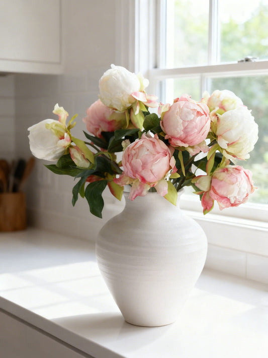 Handmade Terra Cotta Vase in Matte White Glaze - 14"