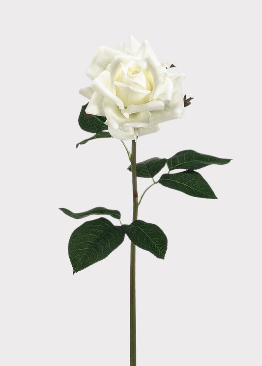 Fake Rose Real Touch Flower in White - 20.5"
