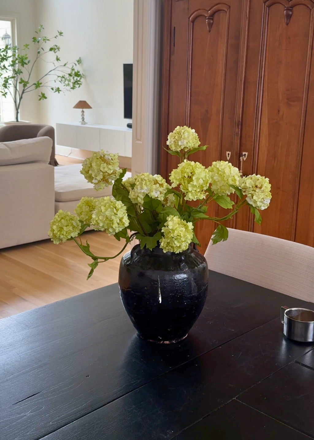 Honeydew Green Snowball Fake Flower Bundle - 31"