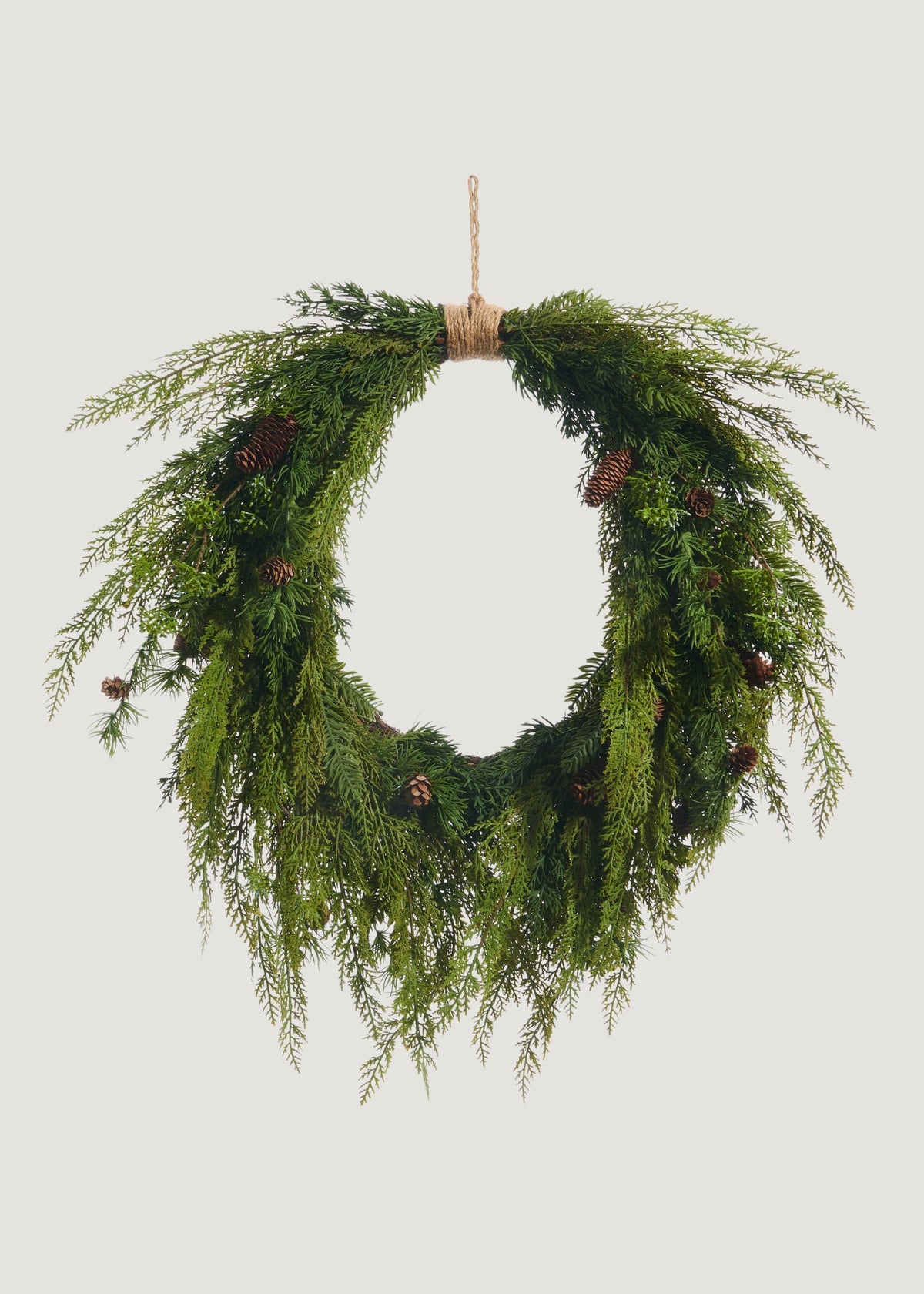 Artificial Cedar Holiday Wreath with Pine Cones - 26"