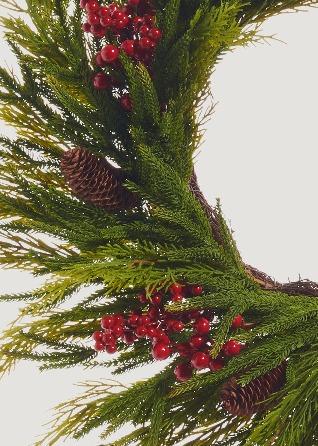 Fake Cedar Christmas Wreath with Berries and Cones - 24"