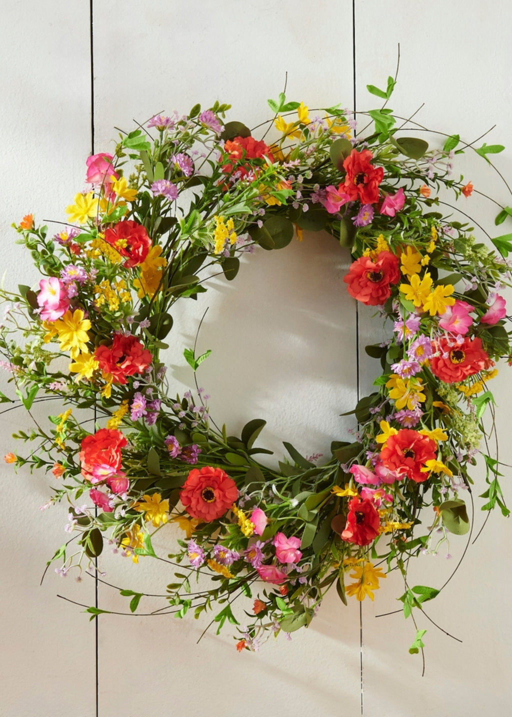 Colorful Spring Floral Artificial Wreath - 24"