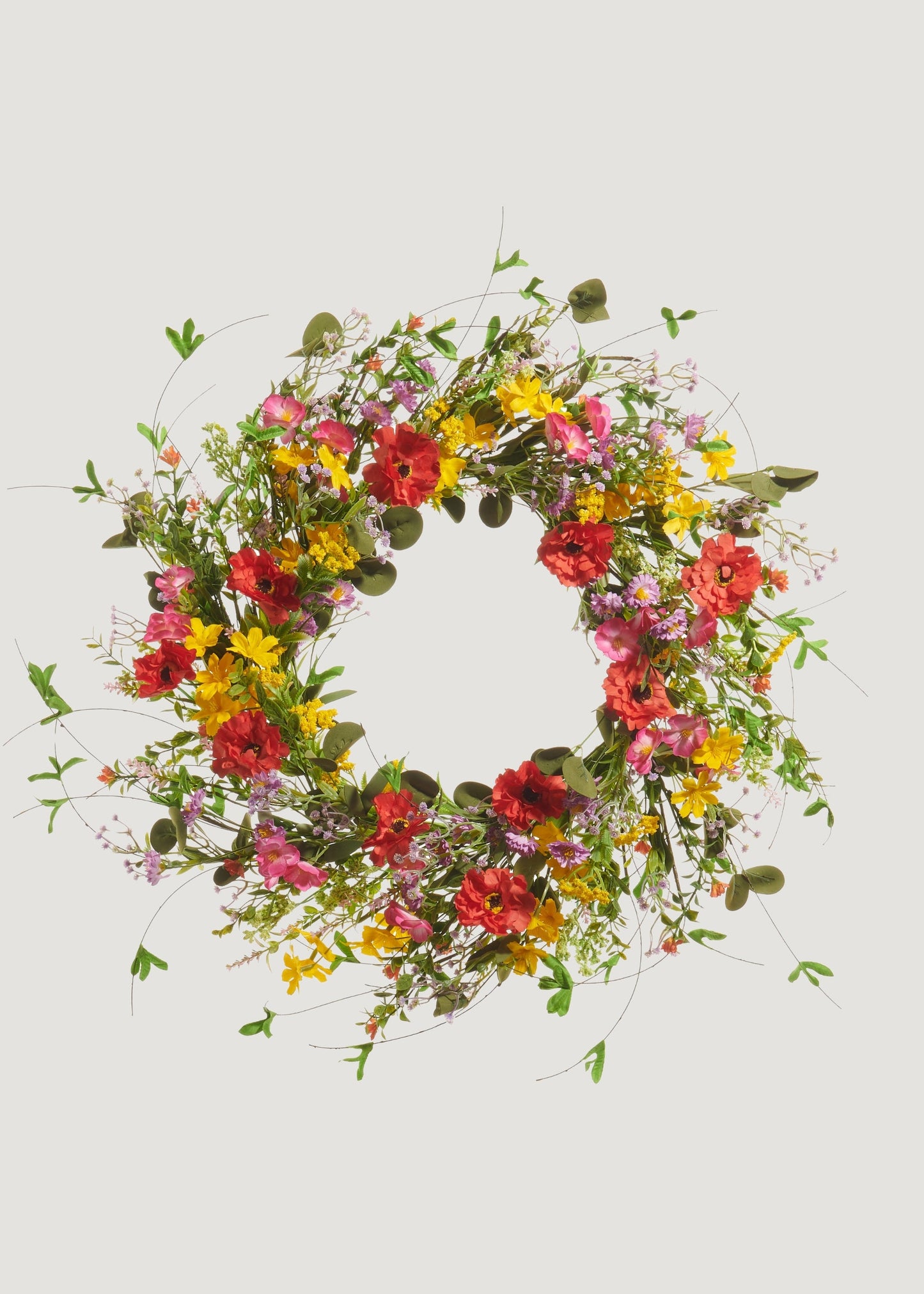 Colorful Spring Floral Artificial Wreath - 24"