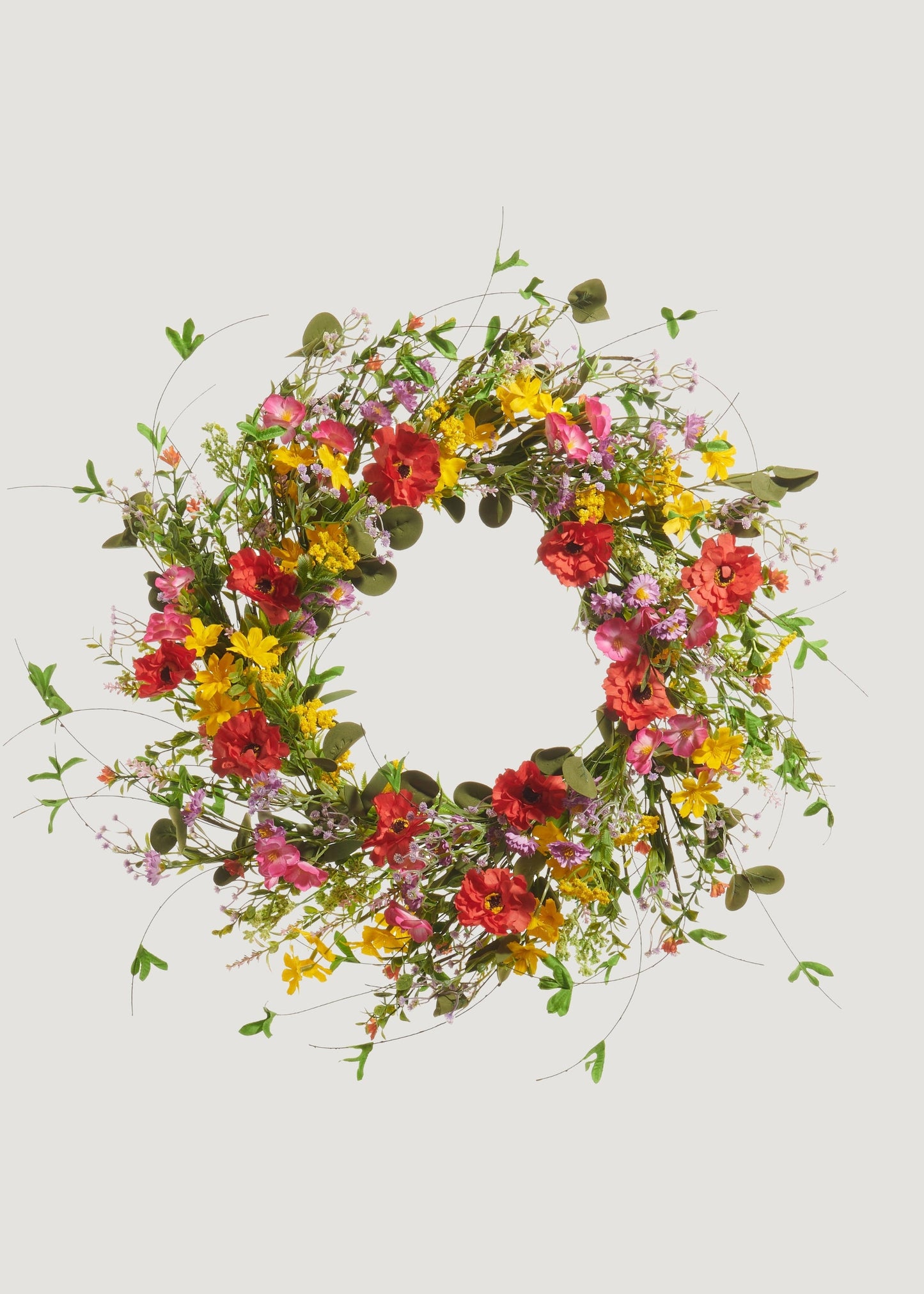 Colorful Spring Floral Artificial Wreath - 24"