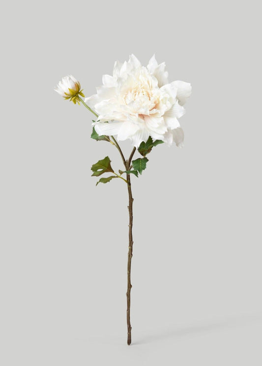 Large Cream White Artificial Dahlia Flower - 8" Bloom